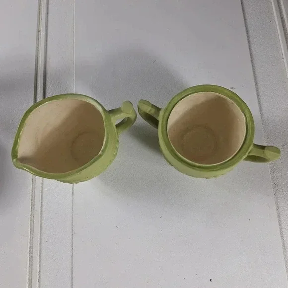 Arnels Vintage Creamer & Sugar Cup Grape Design Green Pottery - Picture 4 of 11